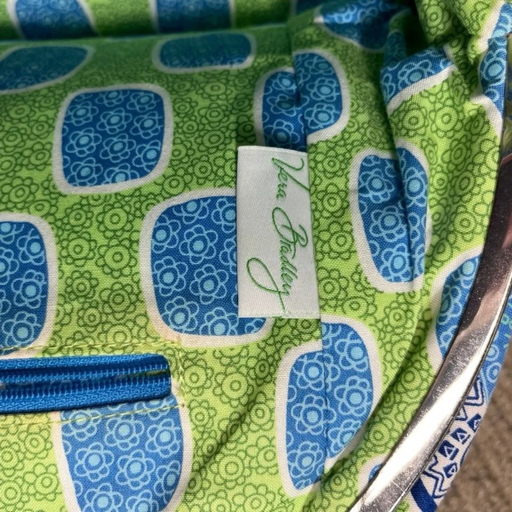 Vera Bradley Blue Lagoon Kisslock Satchel Quilted Floral Handbag Blue Green
